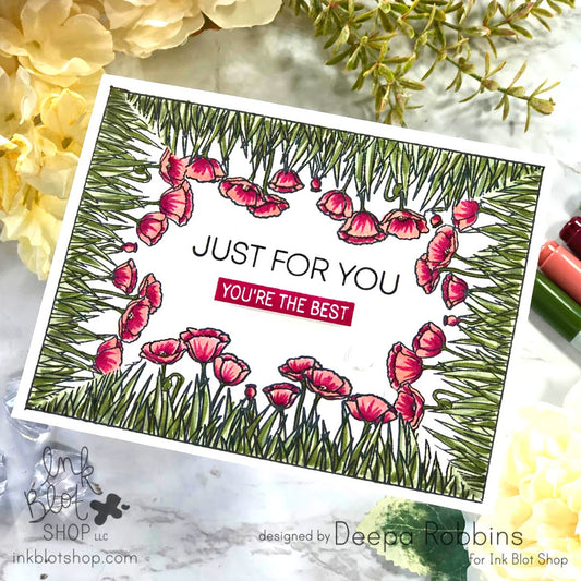 Just for You Poppy Flower Border Card