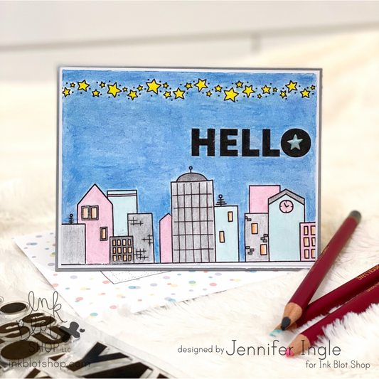 Hello City Skyline Card