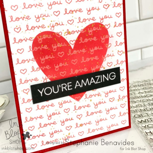 Scripty Love You Background :: 6x6 Clear Stamp