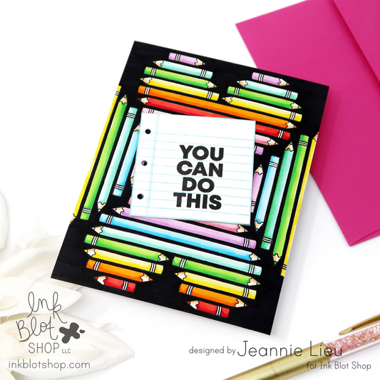 You Can Do This Rainbow Pencil Hearts Card