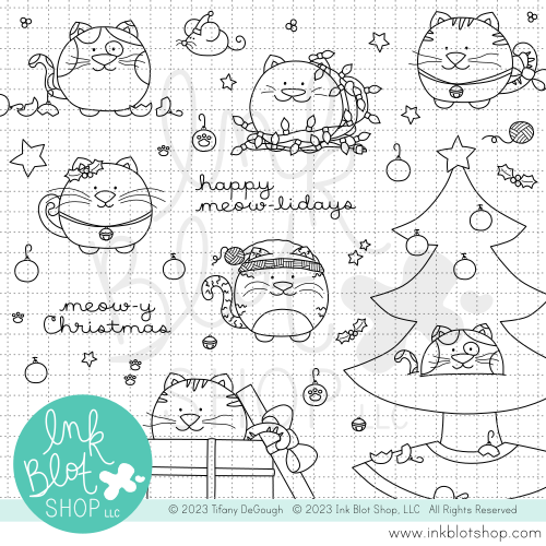 Christmas Cats :: 6x8 Clear Stamp Set