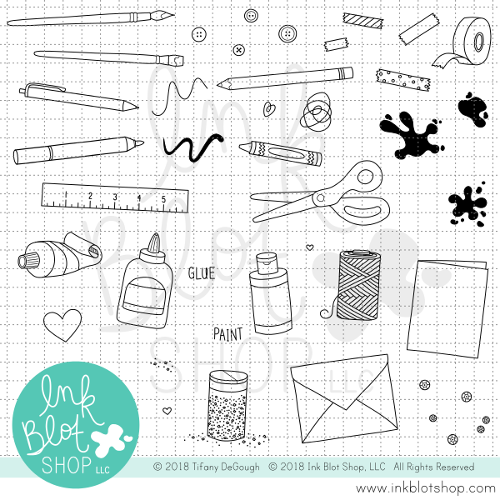 Arts & Crafts Icons :: 6x8 Clear Stamp Set