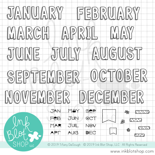 Big Block Monthly Headers (Calendar Builder) :: 6x8 Clear Stamp Set