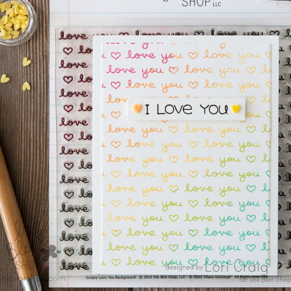 Scripty Love You Background :: 6x6 Clear Stamp