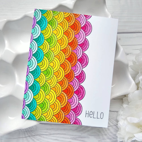 Doodled Rainbow Scoops Background :: 6x6 Clear Stamp Set