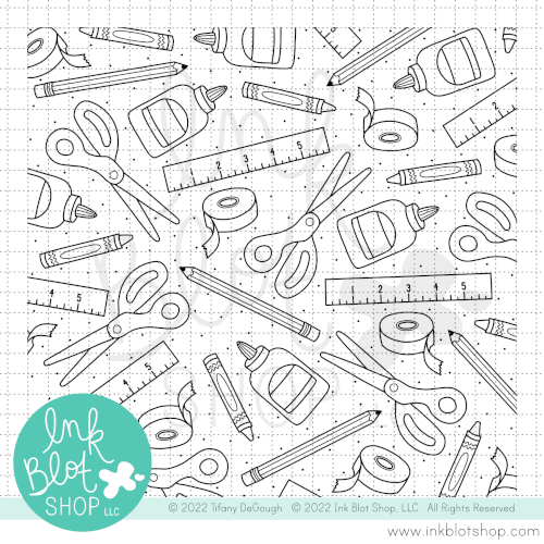 School Supplies Background :: 6x6 Clear Stamp Set